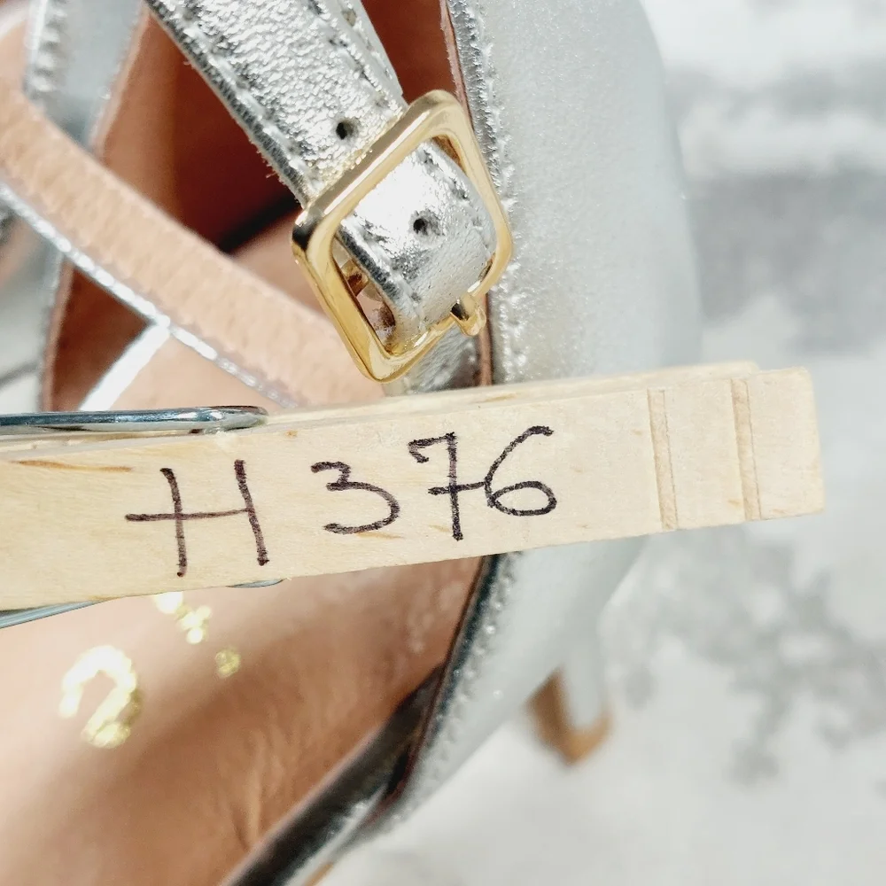 NEW Joie Maisie Silver Leather Ankle Strap Heeled Sandals H376